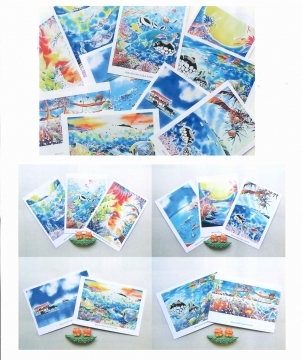 【太田久代シルクに描く鮮やかな旅のシリーズ】　オキナワ　ポストカード 10枚セット